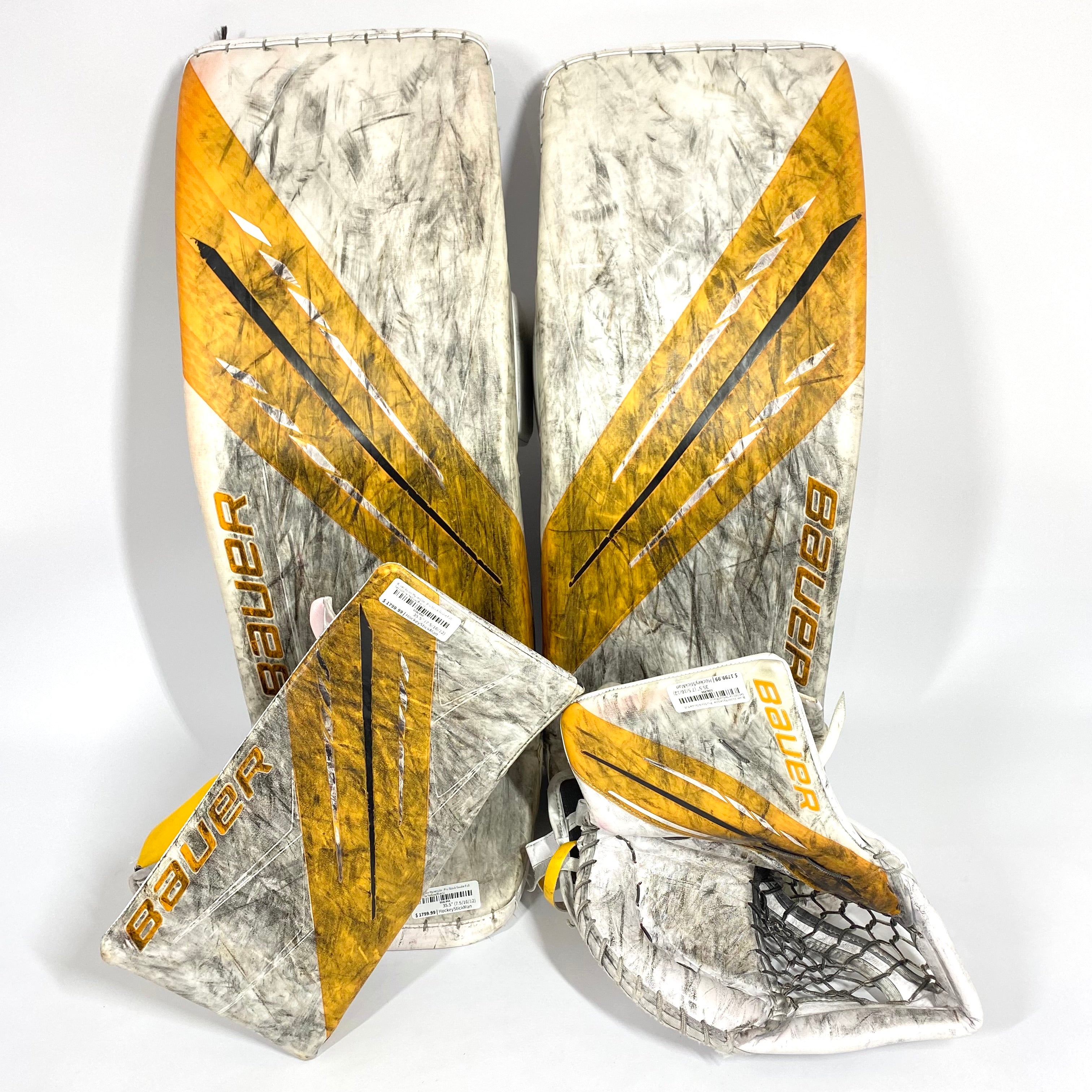 Bauer Vapor HyperLite - Ensemble complet de gardien de but Pro Stock (blanc/jaune/noir)